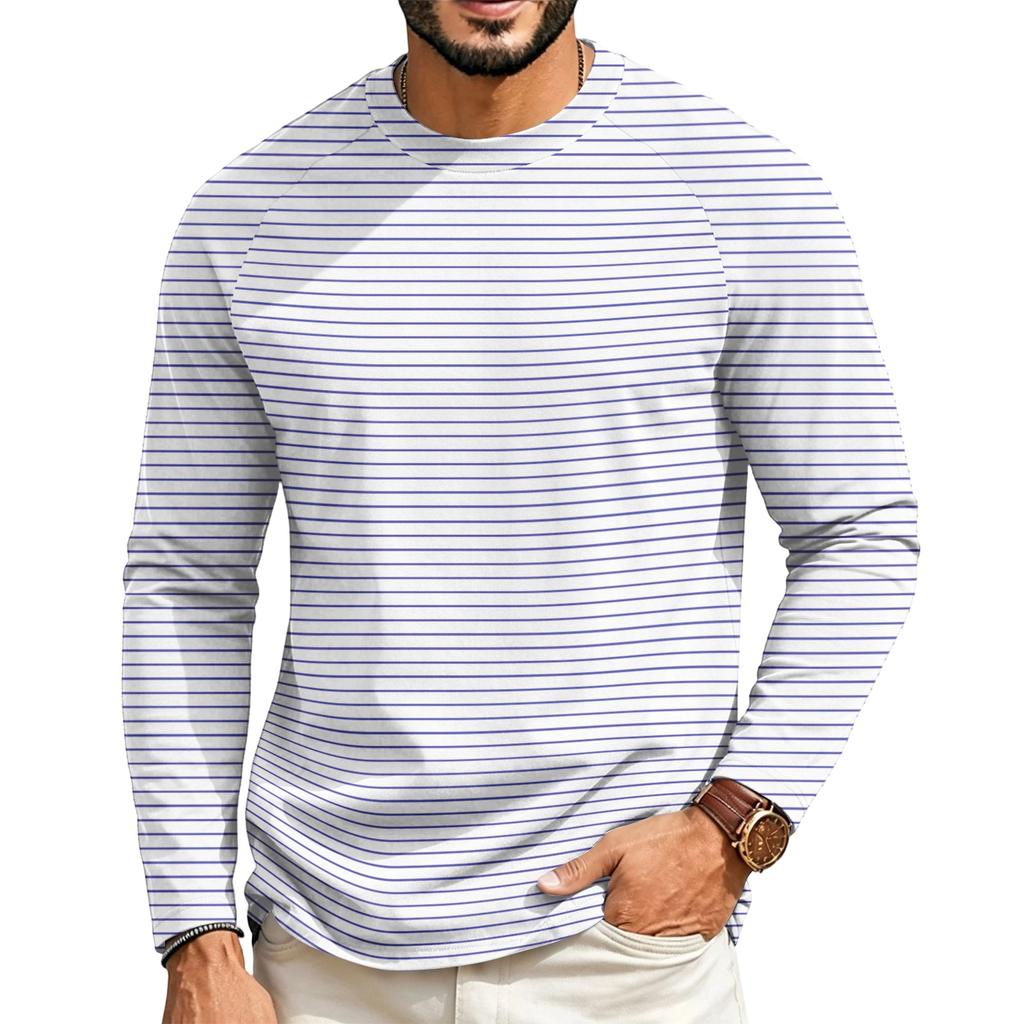 T-shirt décontracté à manches longues raglan et col rond pour homme