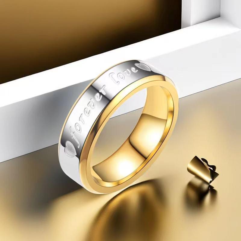 High-End Stainless Steel Titanium Couple Rings - No Fade, Plain Design