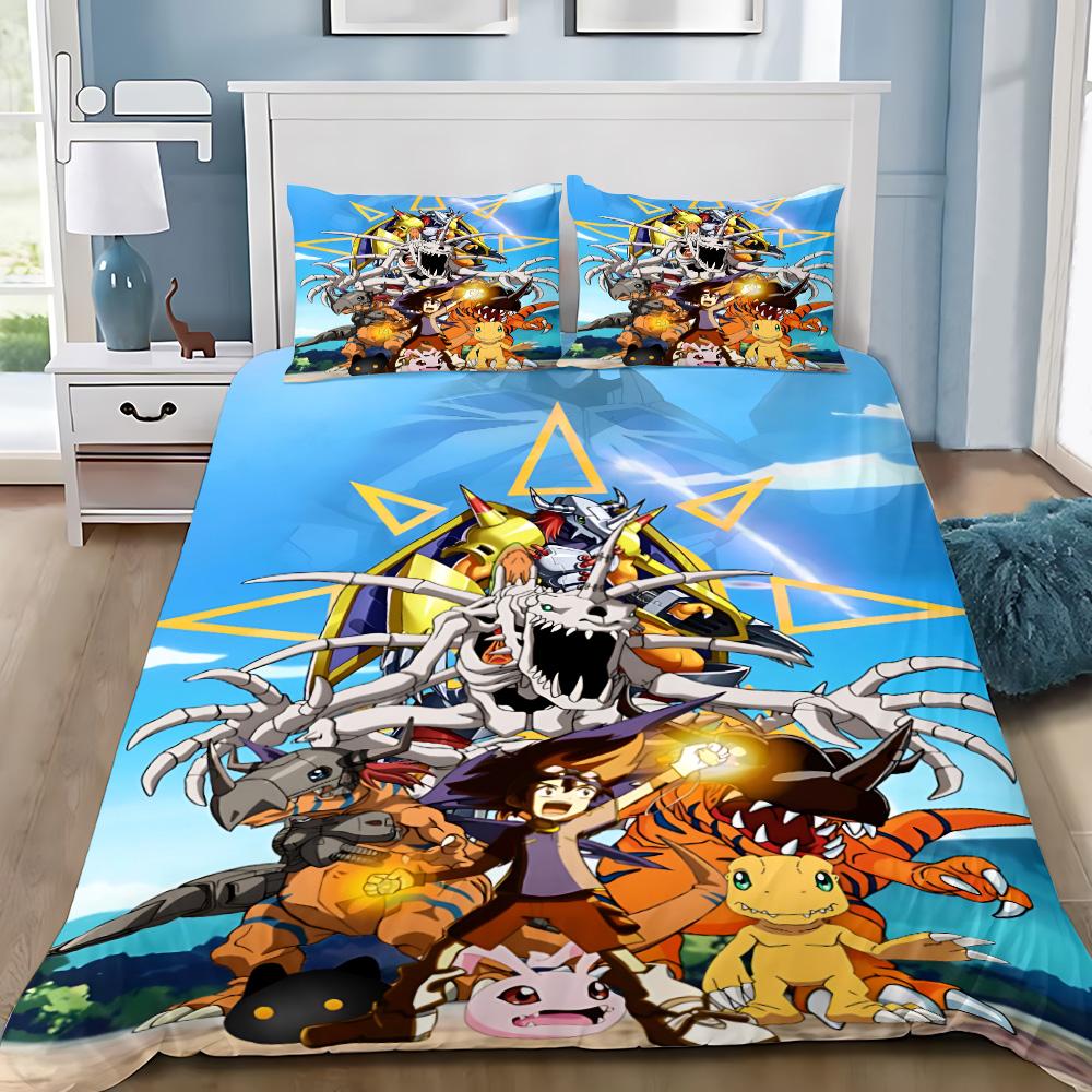 

Cartoon Cover Pillowcase Bedding Set D-DigimonS Greymons Adult Boy Girl Bedroom Decoration Children Single Double Large Size 135x200cm