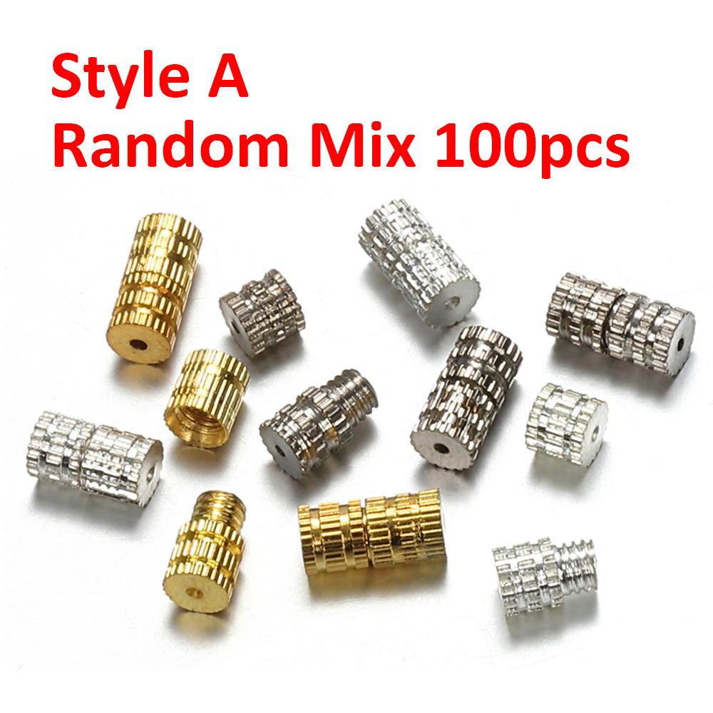 100pcs Cylinder Fasteners Buckles Closed Beading End Clasp Screw Clasps for DIY Bracelet Necklace Connectors Jewelry Making