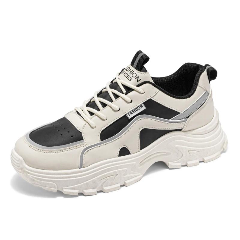 

2024 Новые мужские спортивные туфли на толстой подошве Повседневная обувь Модная обувь на шнуровке Мужская спортивная обувь для бега на открытом воздухе Вулканизированная обувь 44 чёрный