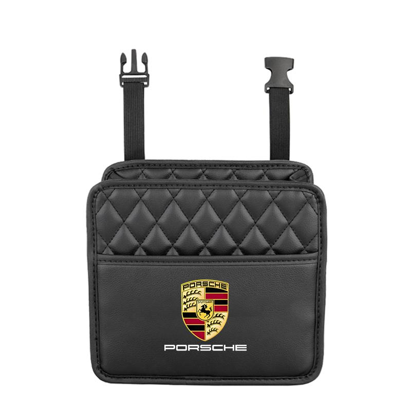 

Car Leather Seat Back Organizer Bag Multi Function Storage Bag For Porsche Panamera Taycan 911 718 Macan Cayenne Boxster Cayman