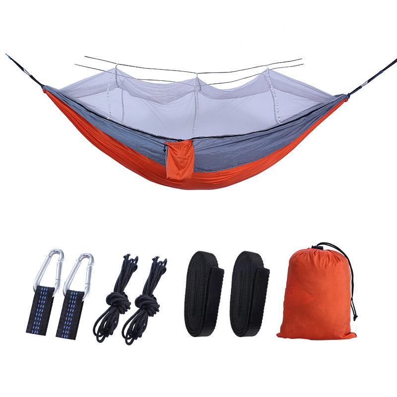 Portable Ripstop Camping Hammock with Mosquito Net - Quick-Open, Anti-Fall Design for Singles & Doubles