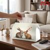 2D Flat 1pc, Tissue Box. Rabbit Kissing Heart Pattern Tissue Dispenser, Reusable, Daily Desktop Tissue Storage Box, Suitable for Kitchen, Living Room,