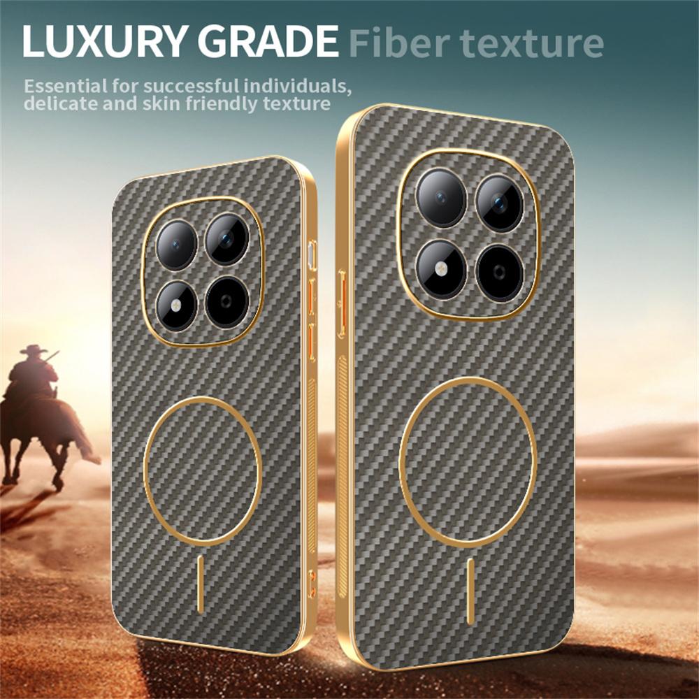 For Xiaomi Redmi Note 15 Pro 5G Phone Case Carbon Fiber Textured Electroplated TPU Back Cover