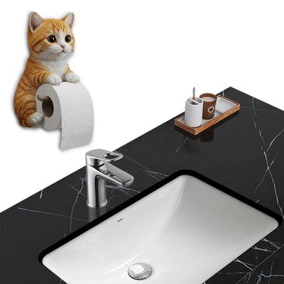 Wall Mount Toilet Paper Roll Holder Resin Animal Paper Towel Holder Decorative Cat Shape Paper Stand Kitchen and Bathroom Use