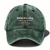 Vintage gewaschene Baseballkappe mit dem Stadtwappen von Barcelona, Spanien, verstellbarer Sonnenhut für Reisen, Freizeit und Outdoor