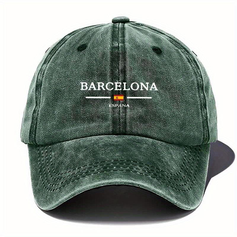 Vintage gewaschene Baseballkappe mit dem Stadtwappen von Barcelona, Spanien, verstellbarer Sonnenhut für Reisen, Freizeit und Outdoor