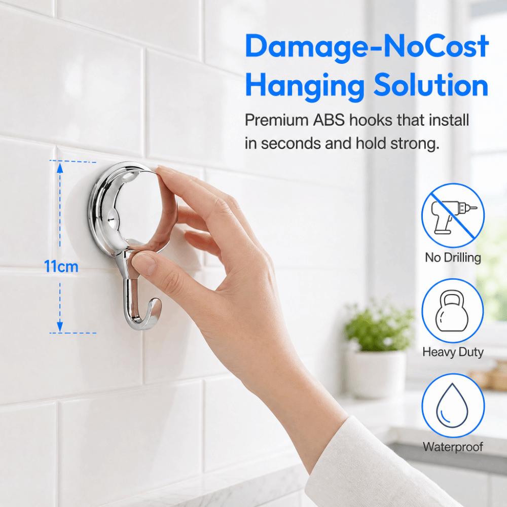3 PCS Silver Suction Cup Hook ABS Robe Hook Versatile Towel Hook  Flat Smooth Surface