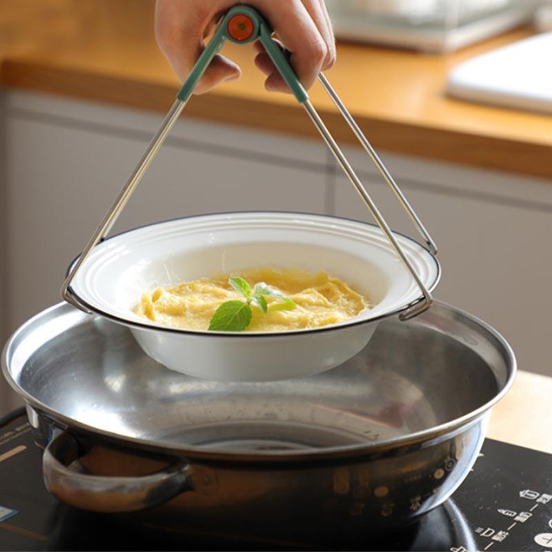Anti-scalding Clip Set Kitchen Heat Insulation Silicone Pad Multi-functional Stainless Steel Dish Clip Plate Bowl Clip Household