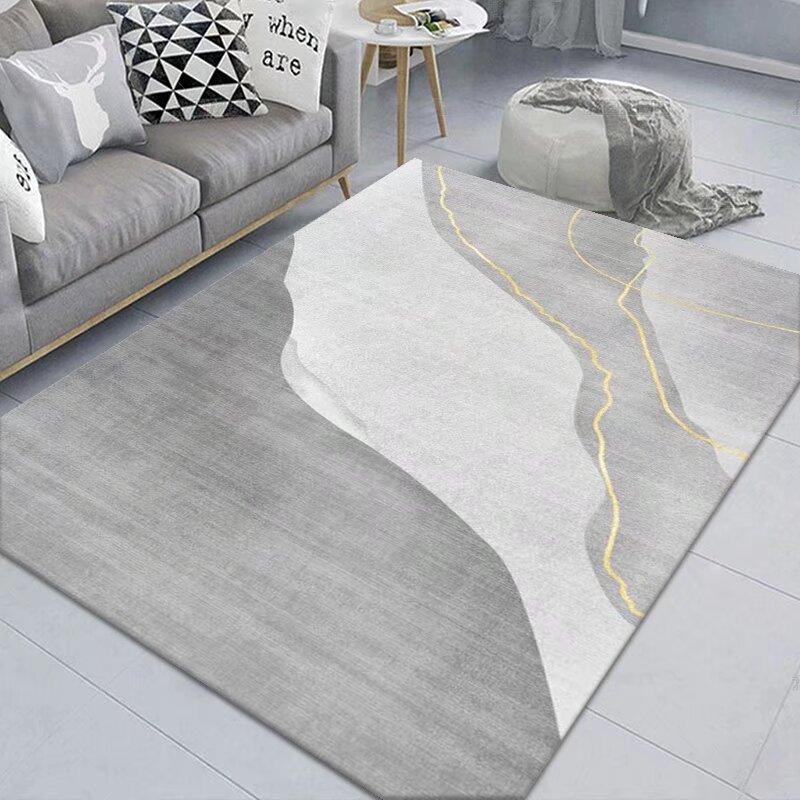 Simple Abstract Carpet, Living Room Sand Room Bedroom Dirt-Resistant Carpet, Large Area Crystal Velvet Floor Mat