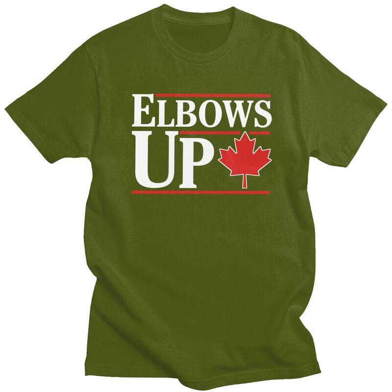 Custom Male Elbows Up Canada Canadian Flag T Shirt ShortSleeve Cotton Tshirts Tshirt Leisure Tee Clothing