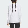 Adidas Stretch Long Sleeve Polo Shirt Solid Logo Golf Women Tops White HZ6107