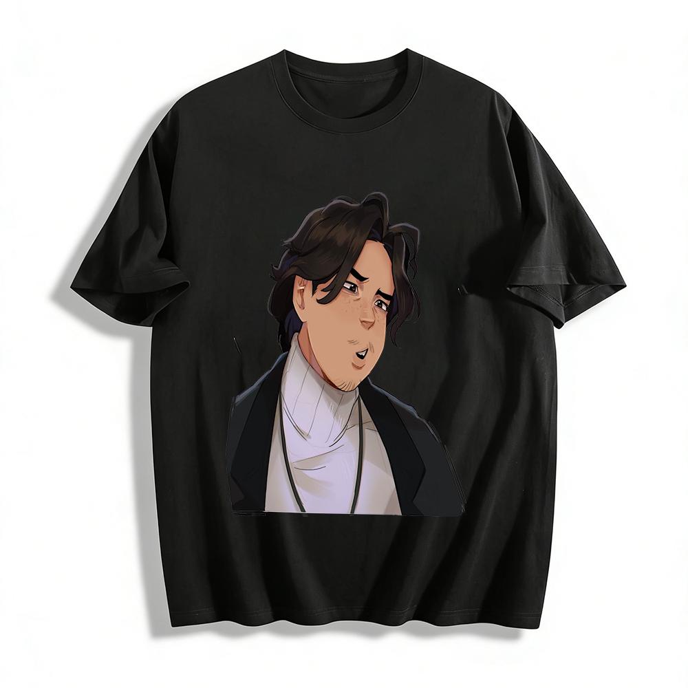 

Casual Street Style Retro Guy Print Long Sleeve T-Shirt Loose Breathable Unisex Daily Wear Top Pure cotton T-shirt XXS