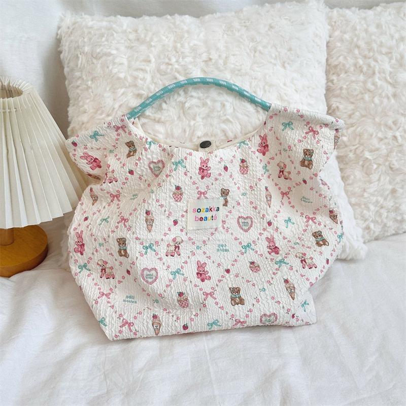 41 Embossed Cartoon Puppy Hand Bag Female Hand Shoulder Canvas Bag Going Out To Work Commuter Bag