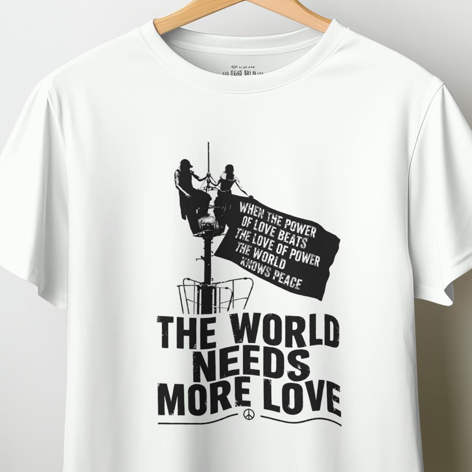 The World Needs More Love Shirt, Peace Quote T-Shirt, Street Art Graphic Tee, Inspirational Unisex Shirt, Gift for Him Her 4XL