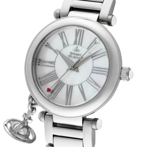 Vivienne Westwood Mother of Pearl Orb Watch with White Pearl Dial and Swiss Movement, VV006PSLSL, Women's