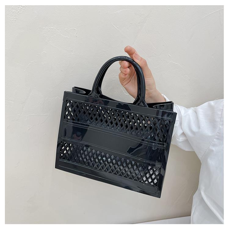 

Модні сумки-тоут «Желейні булочки» для жінок, розкішна дизайнерська сумочка та гаманець, новинка 2025, з ПВХ, ажурні, з верхньою ручкою, під пахву, на плече чорний
