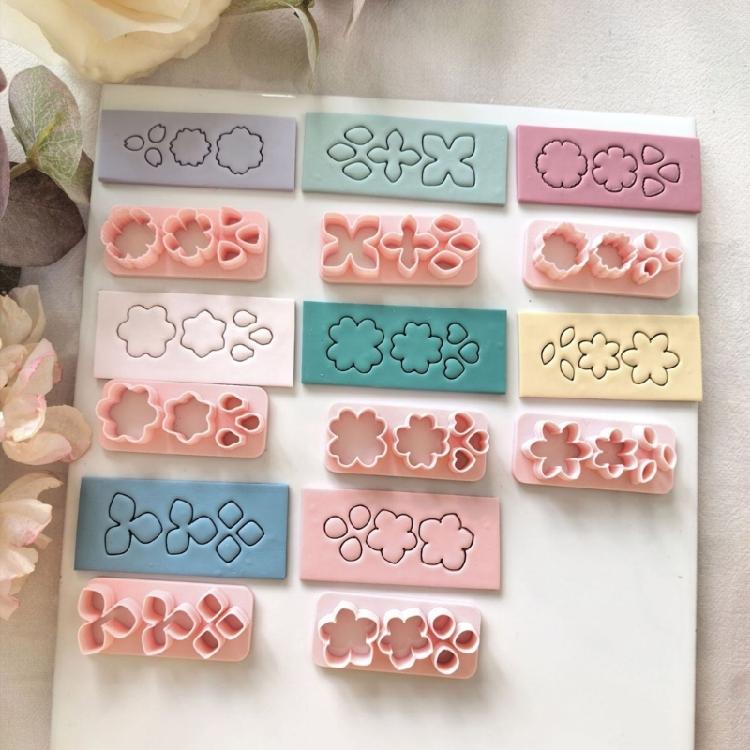 8PCS Polymer Clay Flower Molds For Earring Making Silicone Craft Tools With Detailed Petal Design Earring Making Molds