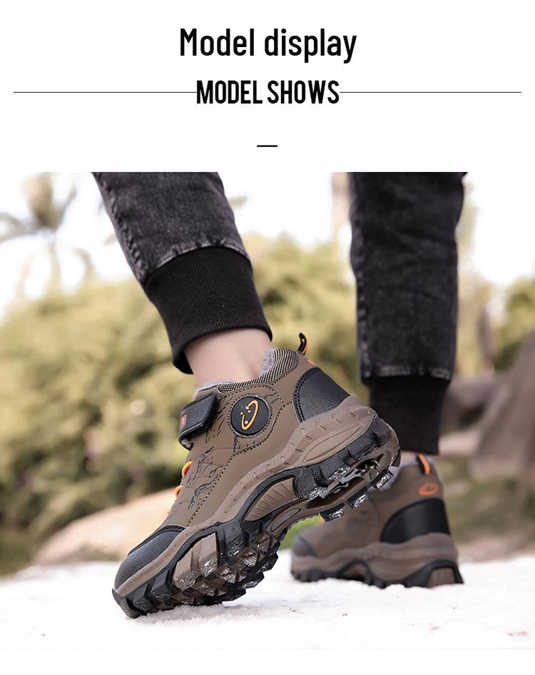 Boys' Fleece-Lined Snow Boots with Steel Claws for Older Children - Thick, Warm Cotton Shoes for Winter Outdoor Use