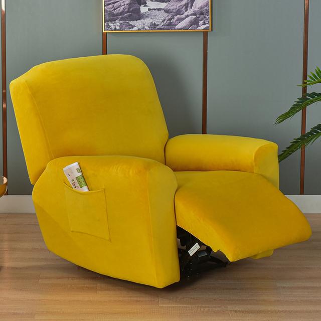 Wing Chair Cover Velvet Plush High Stretch Slipcovers For Wingback Chairs Slipcover Washable Armchair Protector Cover