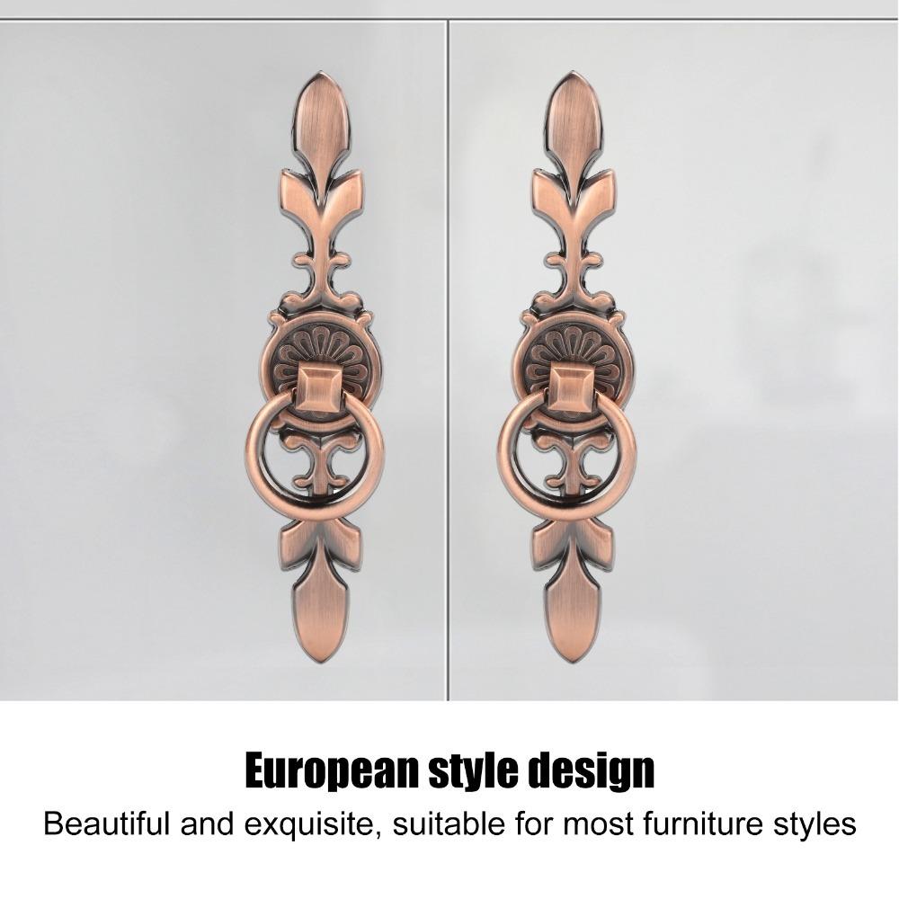 2pcs Zinc Alloy Cabinet Knobs Red Bronze Drawer Handles Vintage Ring Pull Handles Kitchen Cabinet