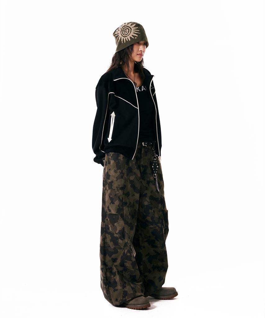 AAKAM Knee Pin-Tuck Camouflage Twill Pants (Khaki)