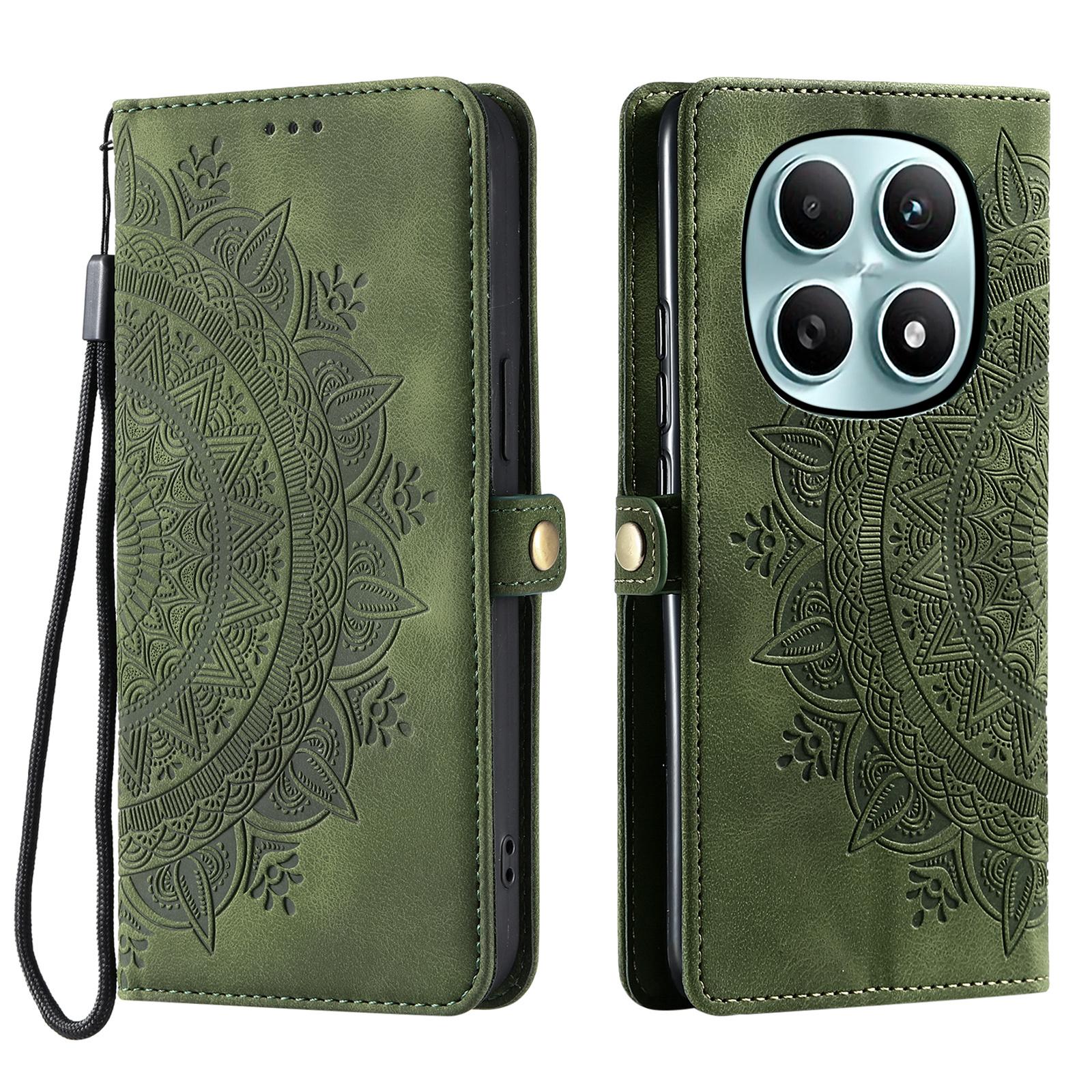 

Для Xiaomi Redmi Note 15 4G (Глобальный) Чехол Skin Feel с оттиском тотема, кошелек, кожаная крышка для телефона с ремешком для руки