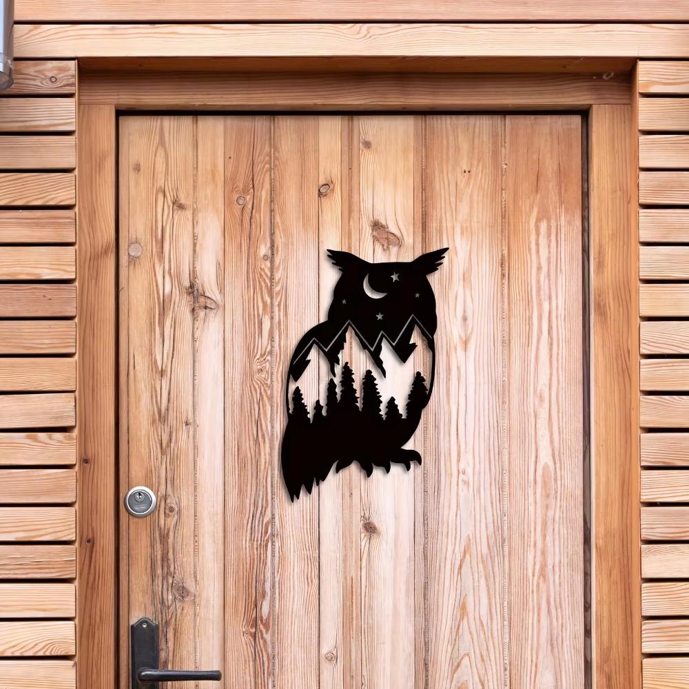 Wanddekoration aus Metall mit Eulenmotiv – Wandkunst mit schwarzen Eulen, ideal für Bauernhaus, Heimbüro und verschiedene Räume. Verbessert die Innen- und Außendekoration