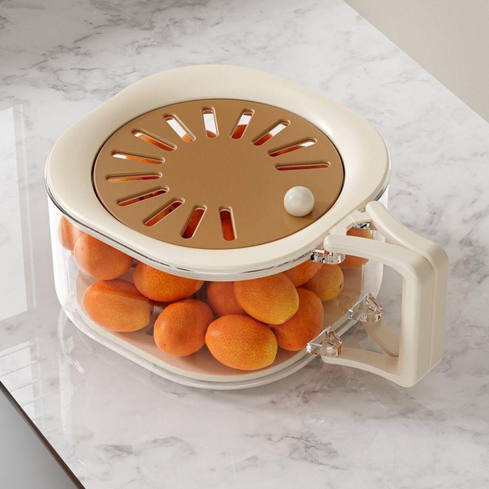 Splash-proof Fruit Cleaning Bowl Foldable Handle Fruit Drainer Container  Home