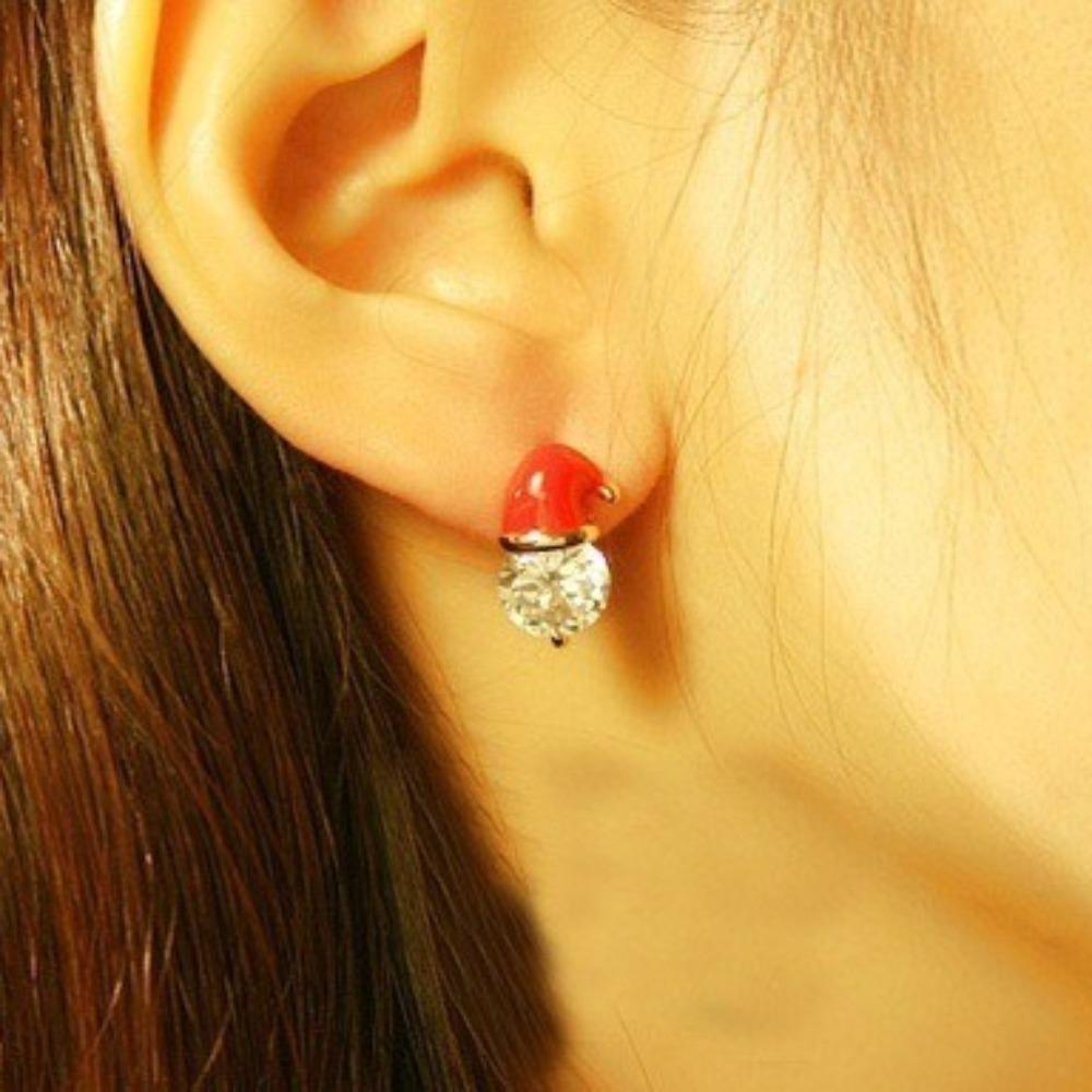 Christmas Santa Hat Earrings for Women Zircon Studded Holiday Gift Jewelry