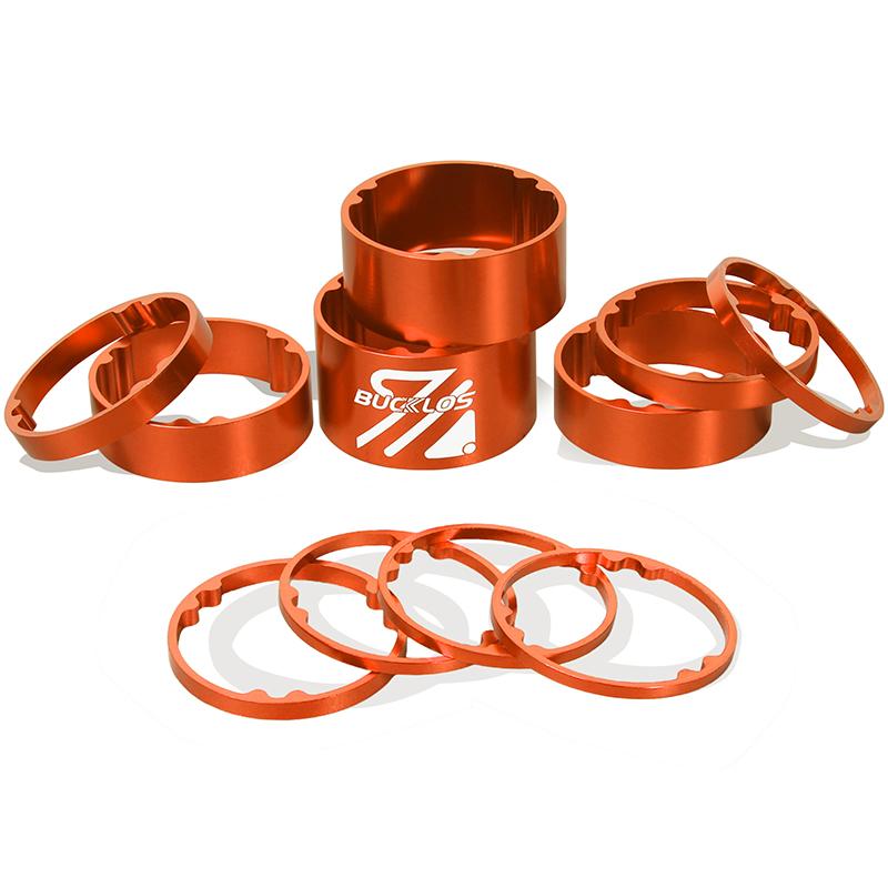 11PCS BUCKLOS Bicycle Headset Washer Fork Stem Spacer MTB 28.6mm Aluminum Alloy Bike Headset Spacers 1-1/8 Bike Fork Spacer оранжевый
