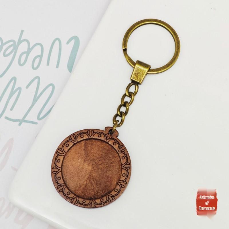 DIY Wooden Lace Base Keyring with Embroidery Kit & Snap Button