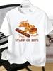 Unisexs Soft Cotton Tee Croissant Baguette Donut Bread Graphic Crew Neck Short Sleeve Casual Top For Bakery Food Lover Daily Gift