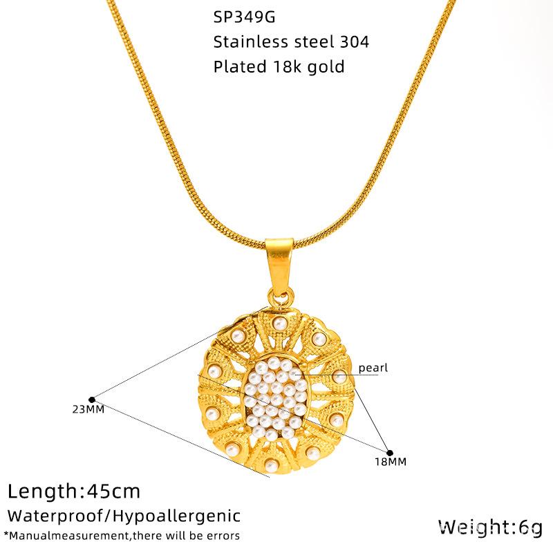 Premium Stainless Steel Necklace Female Turquoise Pearl Personalized Light Luxury Pendant Titanium Steel Necklace