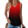 Modische Ärmellose Weste für Damen mit Falten, V-Ausschnitt, Bindeband-Farbverlauf, Lockerer Schnitt, Fließendes Sommeroberteil