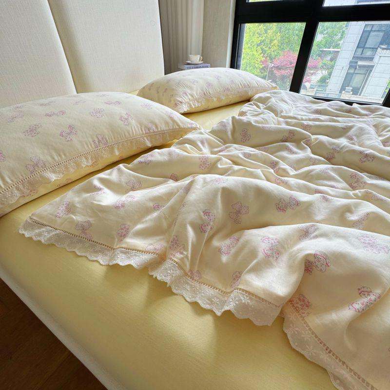 G5Z Soft Double-Layer Gauze Bedding Set - Pure Cotton Duvet and Pillow Covers