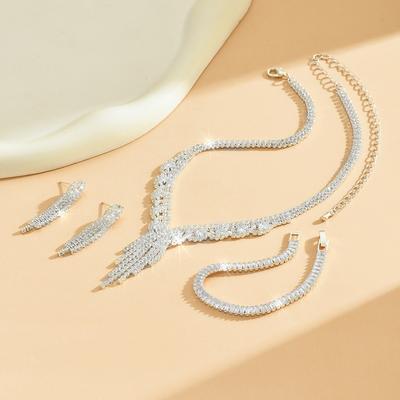 4 κομμάτια γυναικείας μοντέρνας σειράς αλυσίδων με νύχια, κούφια σκουλαρίκια με φούντες, κολιέ, βραχιόλι, σετ κοσμημάτων, σετ κοσμημάτων, πάρτι, δώρα διακοπών
