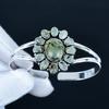 Natural Prehnite Gemstone Handmade Cuff Bangle 925 Sterling Silver Cuff Bangle, Prehnite Flower Shape Bracelet For Wife, Unisex Bangle Gifts