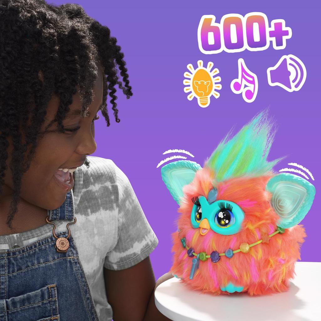 Hasbro Furby Coral Interactive Toy for Boys and Girls Ages Includes 15 Fashion Animatronic Electric Plush Toy for Children F6744 Genuine New Model