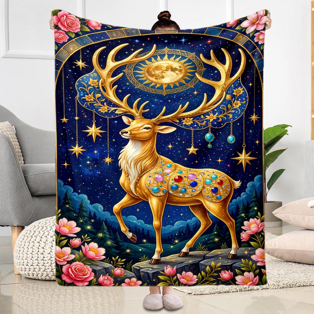 Magical Deer Fantasy Blanket,Suitable for sofas, offices, travel, living rooms, Gifts to relatives and friends, Blanket,Suitable for all seasons.