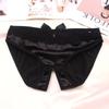 Women Sexy Open Crotch Panties High Quality Luxury Underwear Fashion Bow Silk Satin Underpants Comfortable Crotchless Briefs