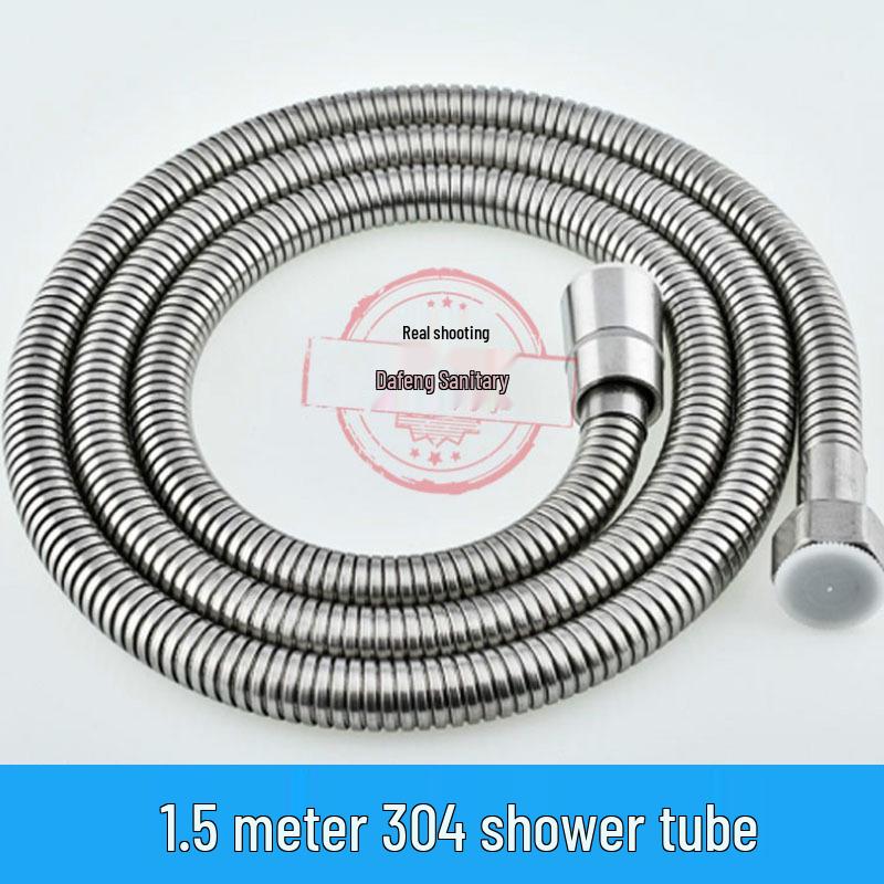 Pressurized Stainless Steel Shower Hose, Explosion-Proof, High-Temperature Resistant, 1.5/2 Meters for Home Use
