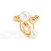 Salircon Trendy Charm Imitation Pearl Rings Women  New Exaggerated Gold Color Multilayer Beaded Finger Ring Party Jewelry