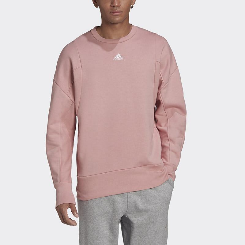 adidas Sports Round Neck Pullover Sweatshirt Men Tops Pink HB0479