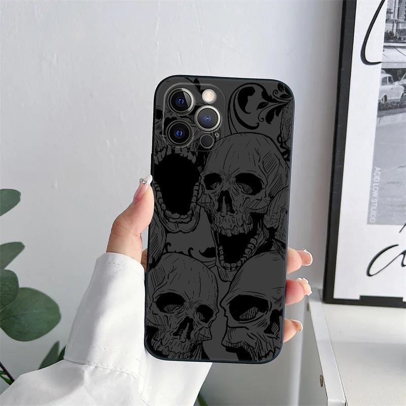 Halloween Bone Skull Phone Case for iPhone 11 13 15 16 17 Pro Max Cases Coque 14 Plus 17Air 13 Pro 12 11 XS 17Pro TPU Soft Cover