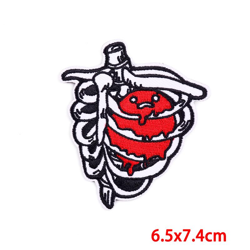 Drinking Coffee Skeleton Patches Skull Finger Letter Embroidery Patch For Clothing Thermoadhesive Patches On Clothes Punk Patch