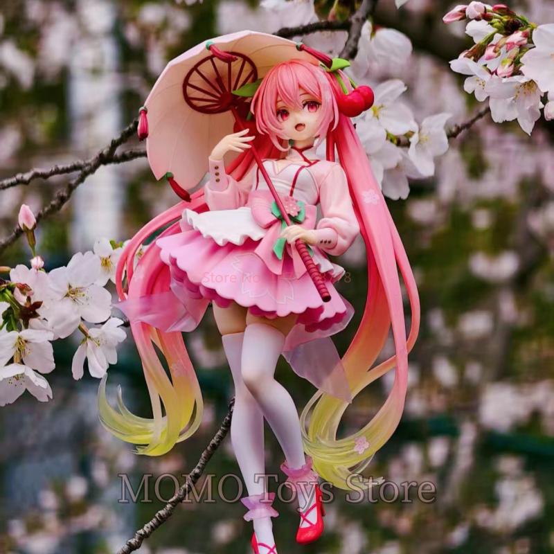Genuine Taito Hatsune Miku Sakura Prize Figure Official Sakura Outfit Cherry Hair Accessory Modle Toy Anime Action Figure