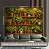 2D Wooden Shelf Potted Tropical Plant Wall Backdrop Photography Background Cloth
