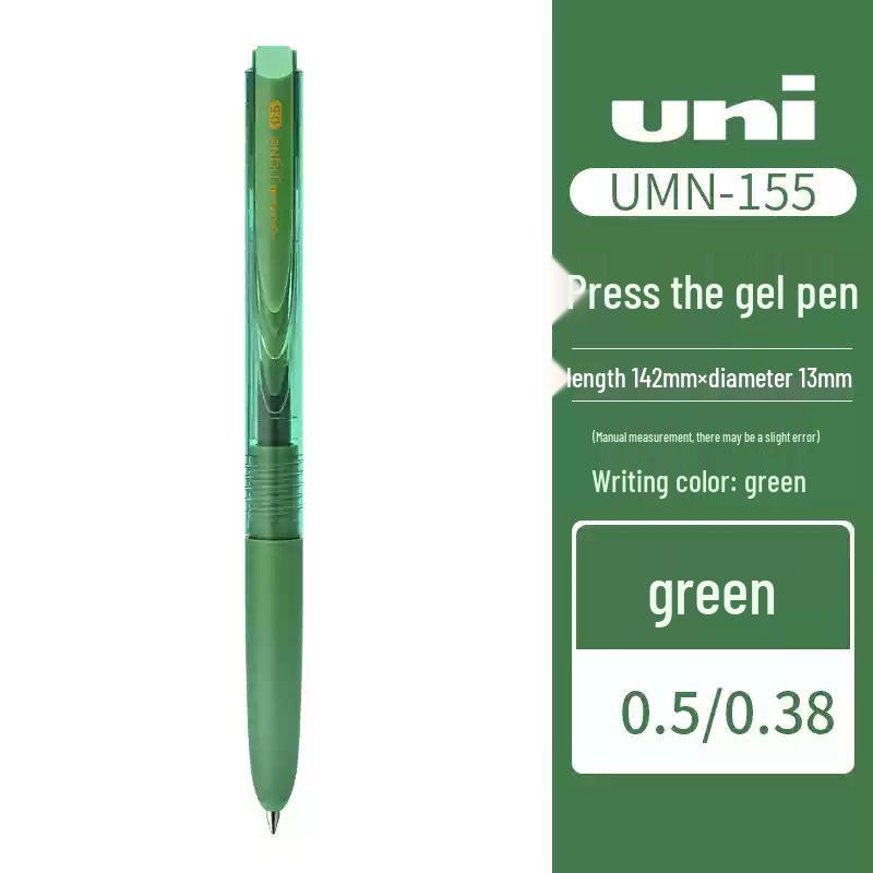 Penna a sfera gel Mitsubishi UMN-155 Click Nera, Pratica d'esame 0,5 mm/0,38 mm